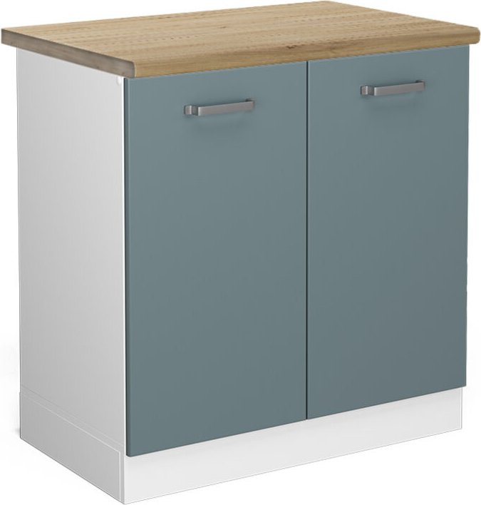 Vicco - Spülenunterschrank R-Line, Blau-Grau, 80 cm , ap Eiche