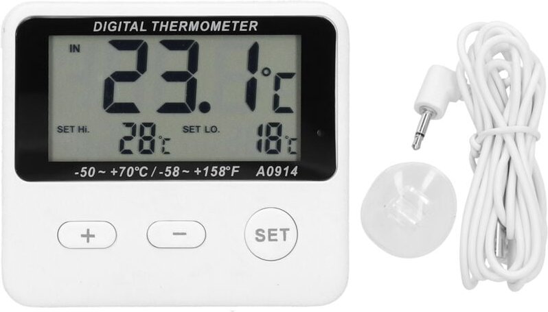 Kühlschrank-Thermometer mit Alarmfunktion, großem Temperaturbereich, einstellbarem Hoch- und Niedrigalarm, LCD-Display, ...