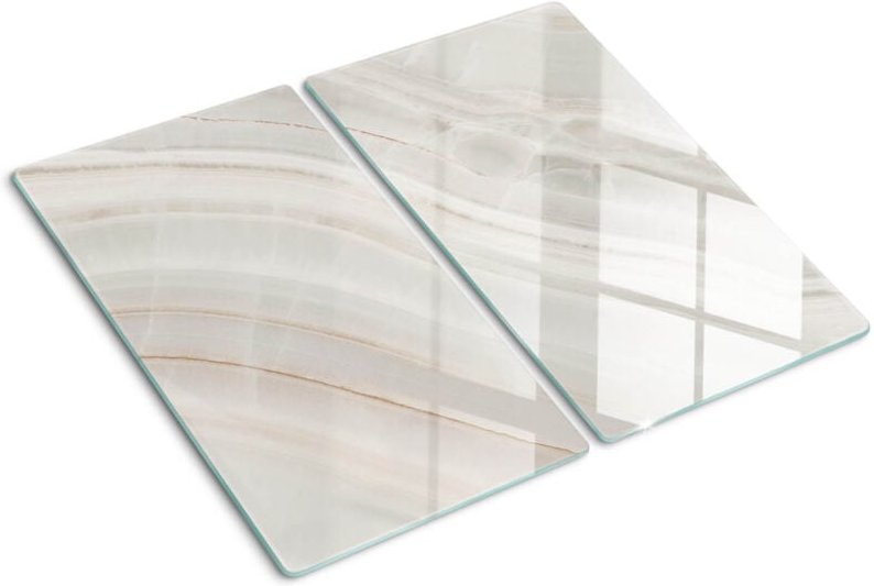 Tulup - Glasschneideplatten - Schneidebrett aus Glas - Herdabdeckplatten - Gehärtetes Glas – 2x30x52 cm (2er Set) - Marm...