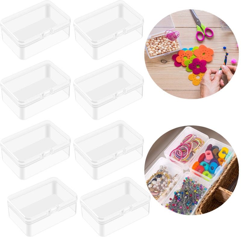 8er Pack Plastikbox mit Deckel Kleine Aufbewahrungsbox Transparente Mini Leerbox Bastelzubehör Plastik Sortierbox Kleine...
