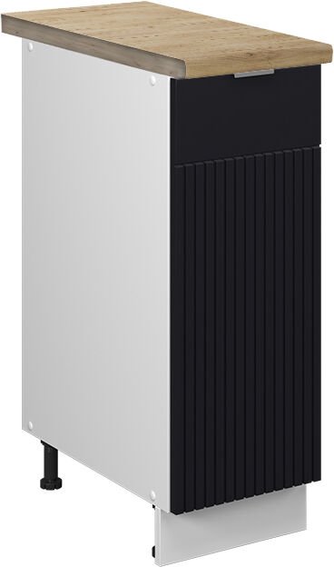 Apothekerschrank Fame-Line, Schwarz gestreift, 30 cm , AP Eiche, Vicco