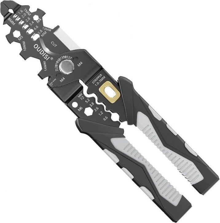Aougo - Multifunktionale Zange aus Chrom-Vanadium-Stahl, Elektriker, Abwickeln, Crimpen, Abisolieren, Schneiden, Wickeln...