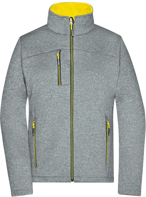 Thumbnail - James&nicholson - Damen Softshelljacke JN1147 Gr. xl dark-melange/yellow