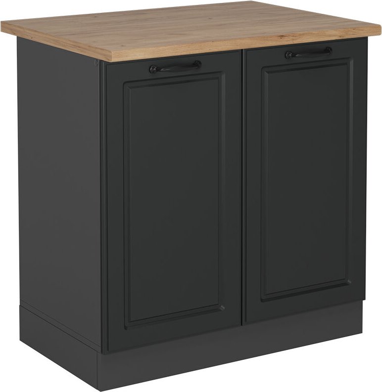 Vicco - Spülenunterschrank R-Line, Anthrazit Landhaus, 80 cm , ap Eiche