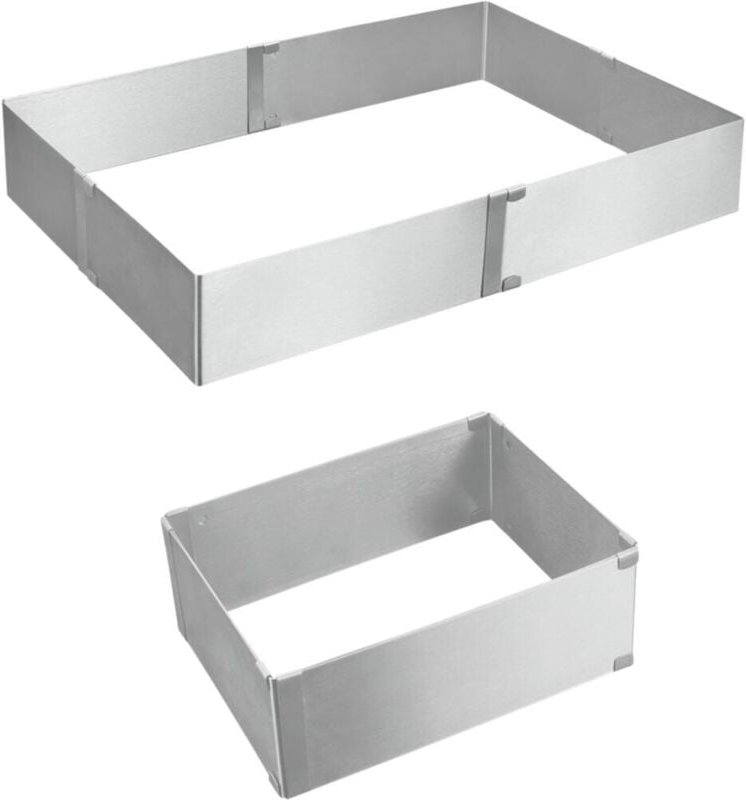 Kuchenrahmen rechteckig Edelstahl rostfrei verstellbar, 41 x 29,6 x 8,5 cm