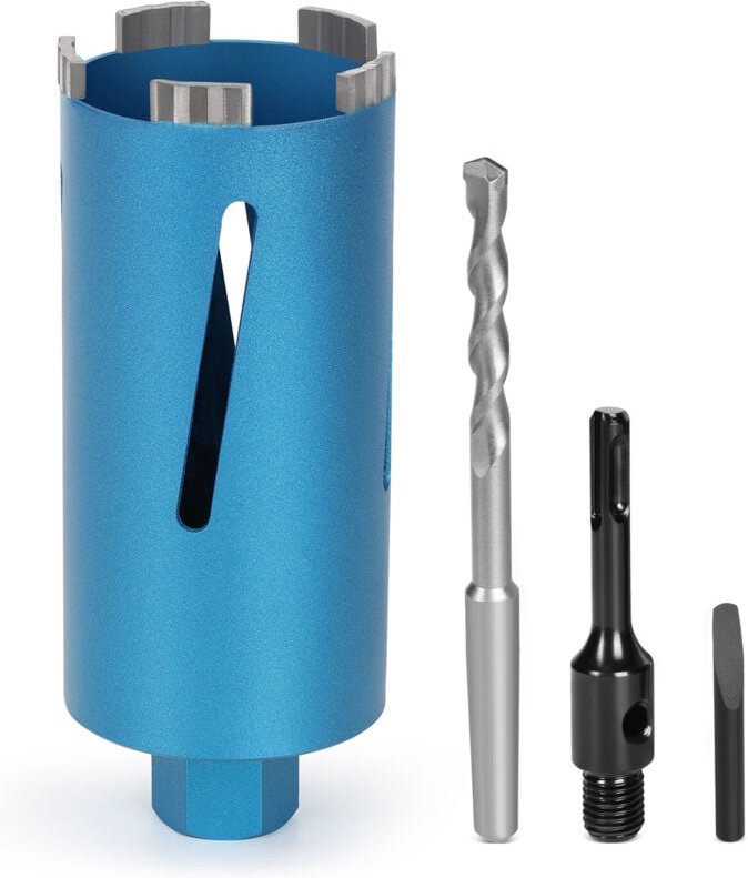 M22 Diamantbohrkrone Kernbohrer für Kernbohrgerät mit Turbo, inkl. SDS-Plus, Ø 82mm, Gesamtlänge 200 mm, Nass Trocken Do...