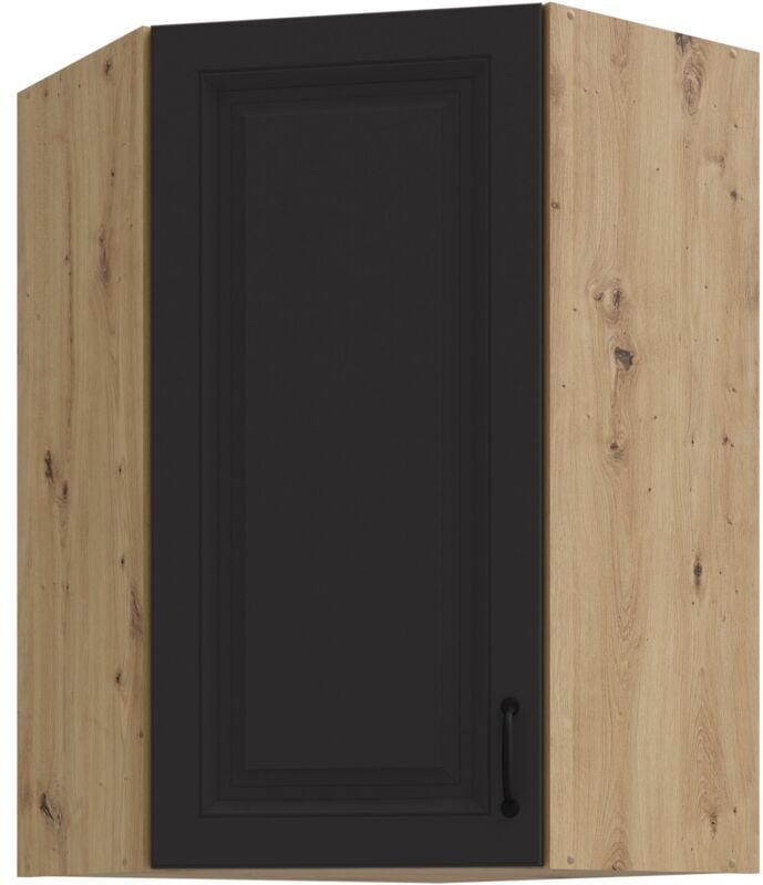 Eckhängeschrank 60x60 cm Stilo Grau + Eiche Artisan Küchenzeile Küchenblock Küche Landhaus Höhe 90 cm