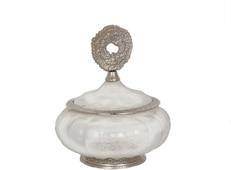 Glas/silberne Metallbox 20x20x23cm