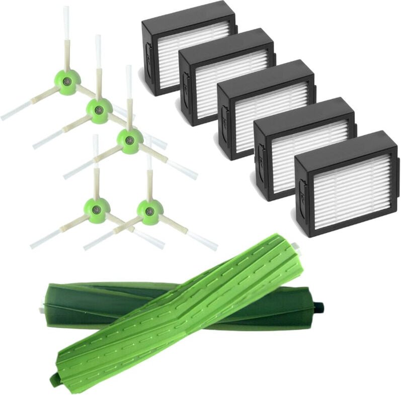Zubehör-Set für iRobot Roomba i7 i7+ E5 E6 E7 Roboter-Staubsauger Ersatzteile 2er-Set Gummibürsten, 5 Hepa-Filter, 5 Sei...