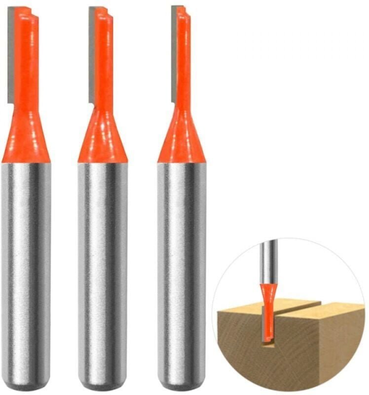 Thumbnail - 3-teiliges Fräser-Set mit geradem Schaft und 8 mm Schaft, Nutfräser, Holzfräser 3 mm, 4 mm, 5 mm zum Bohren und Schnitze...