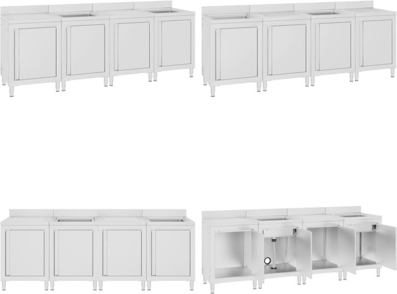 Vidaxl - Gastro-Spülenunterschrank 240x60x96 cm Edelstahl - Küchenschrank - Küchenschränke - Home & Living