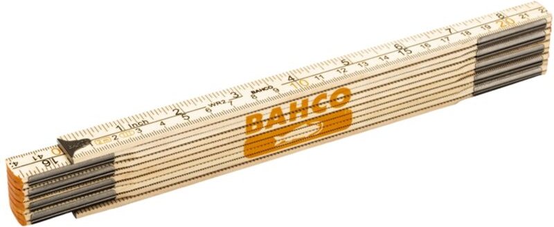 Gliedermaßstab, Holz, 10 Glieder, metrisch und Zoll 2 m - Bahco