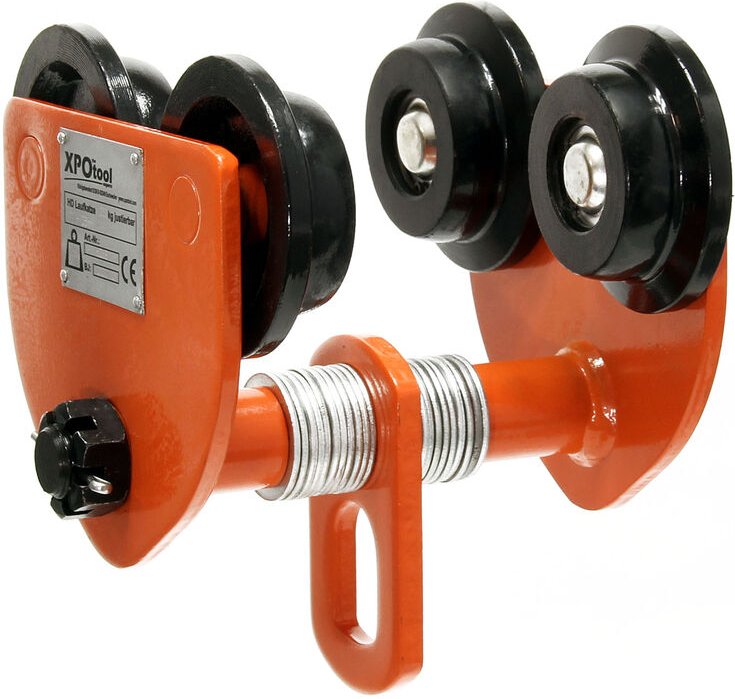 Hd Laufkatze bis 1000 kg, 75-125 mm Flanschbreite, Handfahrwerk für Kran, Rollfahrwerk stufenlos justierbar - Xpotool