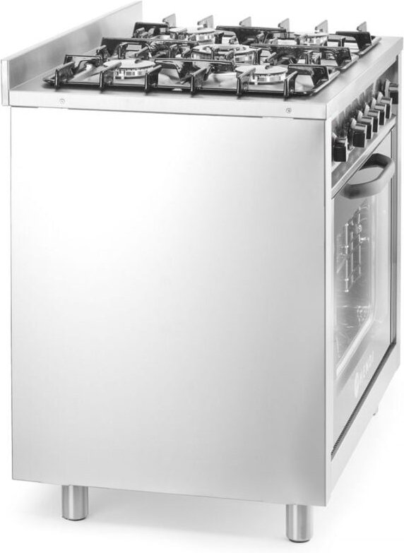 HENDI Gasherd - 5 Kochfelder mit Elektroofen, Kitchen Line, Silber, 230V/2900W, 14,3kW, 900x653x(H)900mm