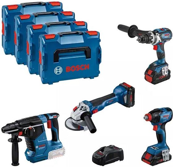 Bosch - kit 4 GSR/GDX/GWS/GBH-Werkzeuge + 1 4,0-Ah-Akku + 2 5,5-Ah-Akkus – 0615990N32