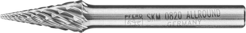 Thumbnail - Hartmetall Hochleistungsfrässtift allround Spitzkegel skm ø 08x20mm Schaft-Ø 6mm universal grob - Pferd