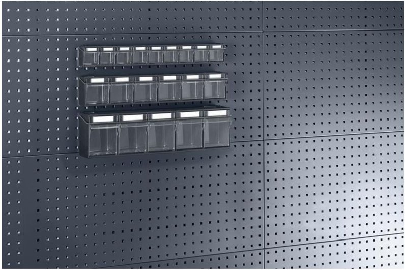 FP - Bott Klarsichtmagazin B600xT142xH168 mm, mit 5 Kästen für Lochplatten