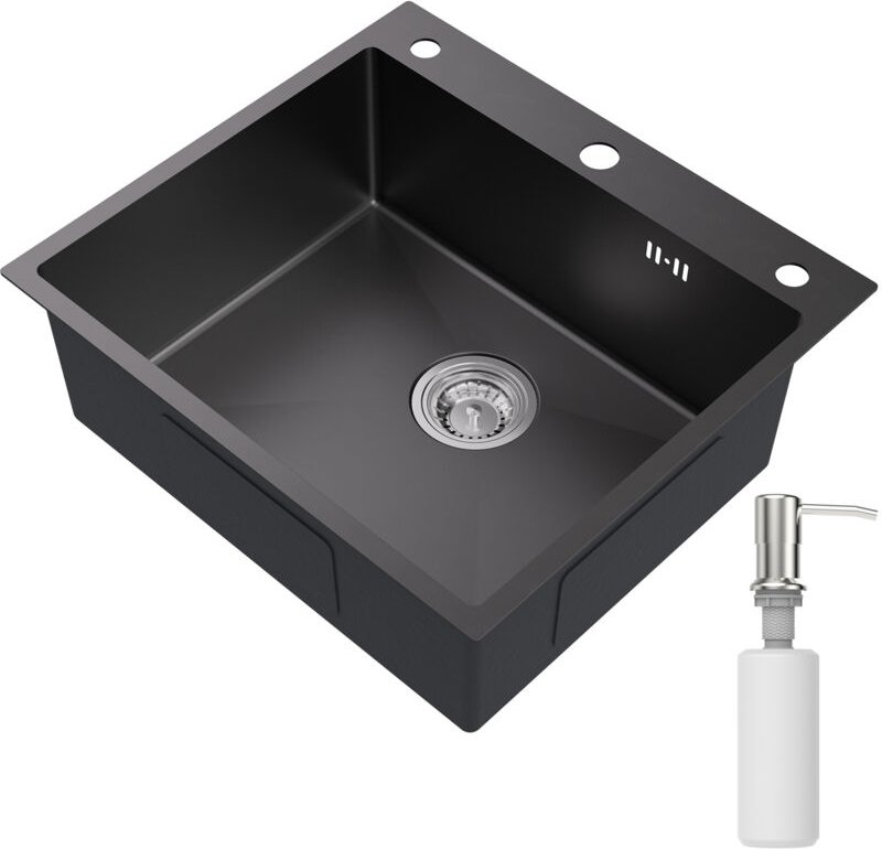 Edelstahl Küchenspüle 54 x 49 cm Einbauspüle Küchenspüle für ab 60 cm Unterschrank, Küchenspülbecken, Edelstahlspüle, in...