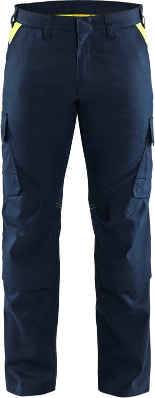 Arbeitshose mit Kniepolstertaschen, dehnbar 2D 1448 – Marineblau/Gelb XL – FR(50) – SE(C56) – Kurz
