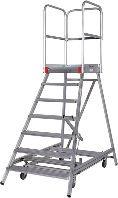 Euroline Premium 515 Mobile Podesttreppe einseitig mit Zentralfeststellung 7 Stufen