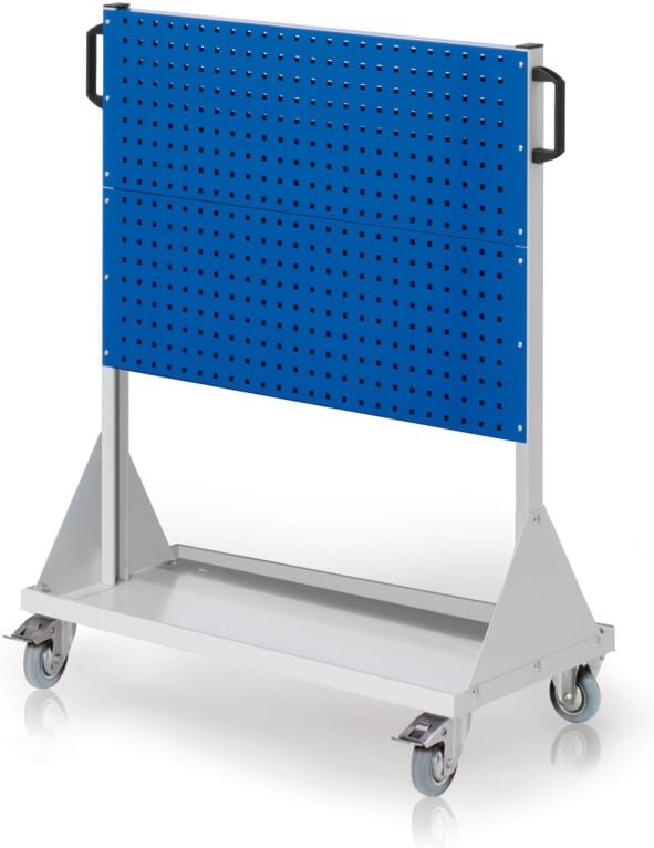 Kappes RasterMobil® mobiler Arbeitsplatzschrank Größe 3 1230x1000x500mm - 2x Lochplatte 2x Schlitzplatte - enzianblau