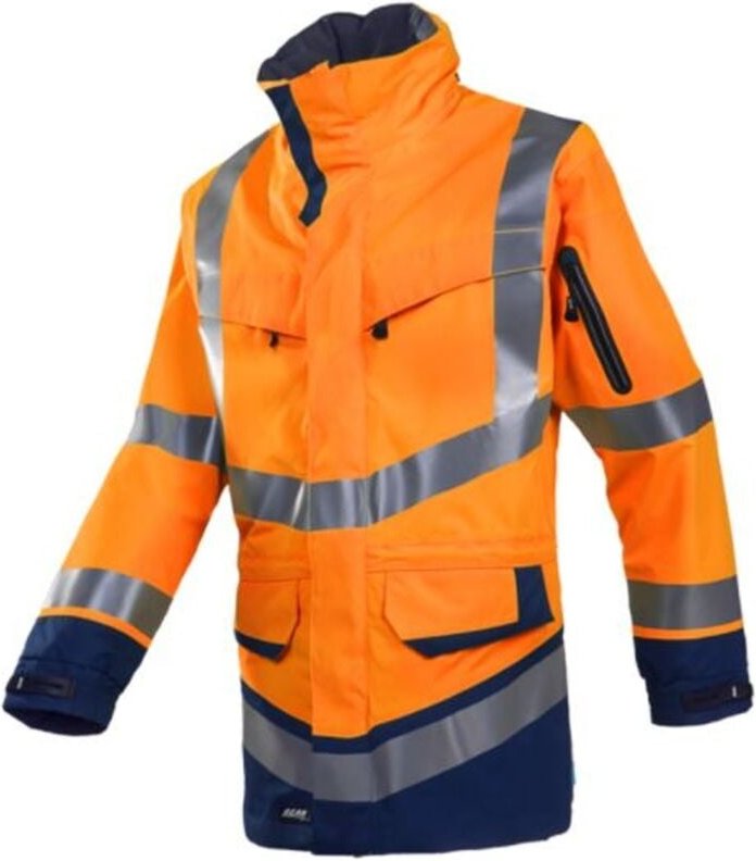 Thumbnail - Warnschutz-Regenjacke Windsor Gr. 2XL leuchtorange/marine - Sioen