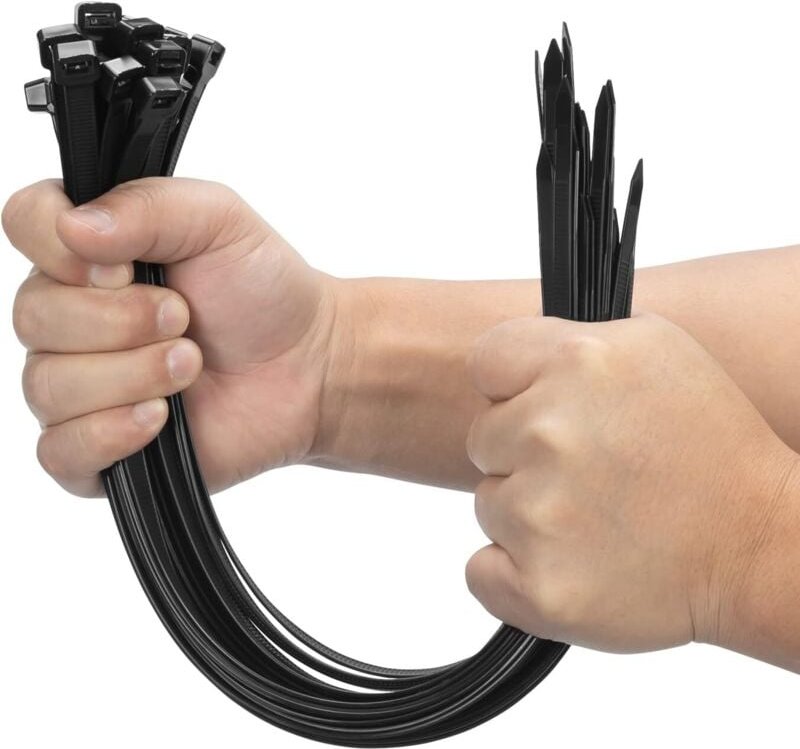 Thumbnail - 100 Stück große schwarze Kabelbinder, extra lang 400 mm x 9 mm, UV-beständige Nylon-Kabelbinder, 80 kg, strapazierfähige...