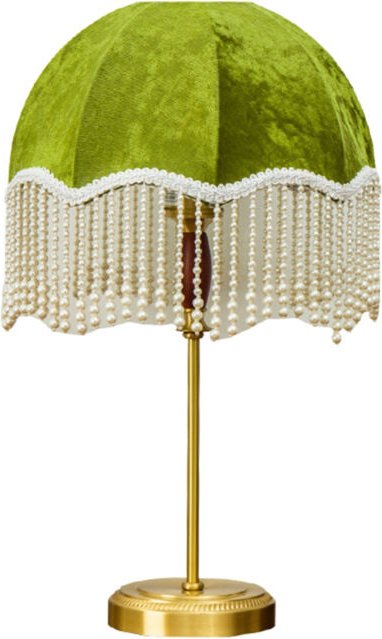 Französische Vintage-Nachttischlampe für Schlafzimmer mit Perlenquasten, Samtmaterial, smaragdgrün, dreifarbige Beleucht...