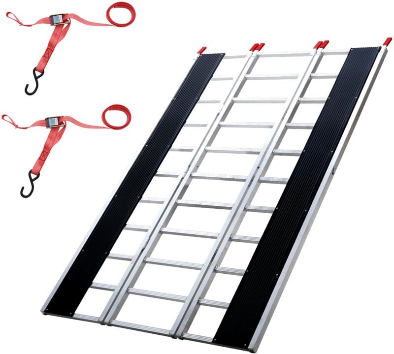 Auffahrrampe, Verladerampe, Autorampe 680 kg, extra breite Verladeschiene, Auto Laderampe 2160 x 1375 mm, Dreifach faltb...