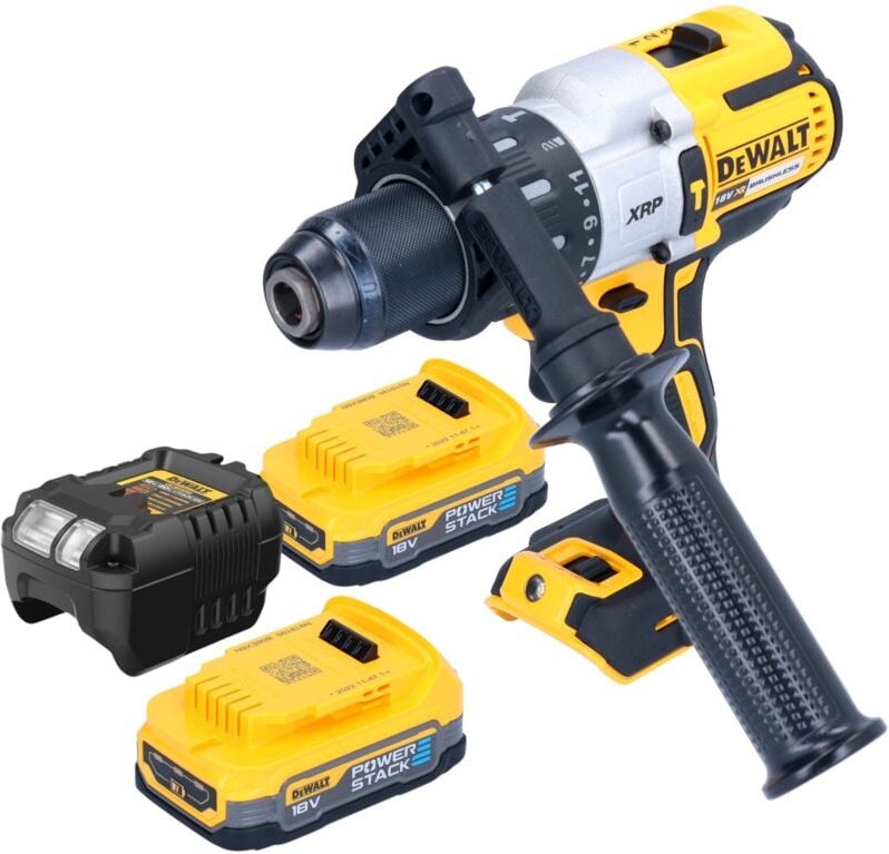 DeWalt DCD 996 E2 Akku Schlagbohrschrauber 18 V 95 Nm Brushless + 2x Powerstack Akku 1,7 Ah + Ladegerät