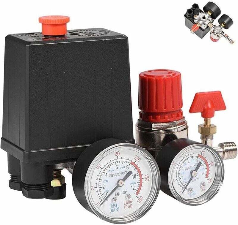 Thumbnail - YMYNY Einphasiger 90-120PSI 4-Port-Luftkompressor-Druckschalter mit Messgeräten zur schnellen Druckreduzierung -