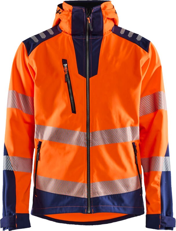 Hochsichtbare Softshell-Arbeitsjacke 4491 - Neonorange/Navy M