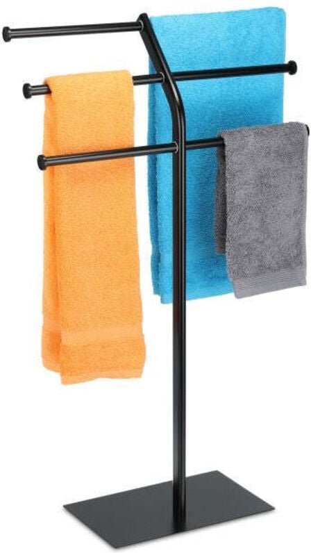 Black towel stand with 3 rails
