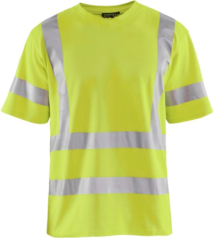 Thumbnail - Hochsichtbares Arbeitsshirt mit V-Ausschnitt, UV-Schutz 3380 – Neon Gelb 4XL