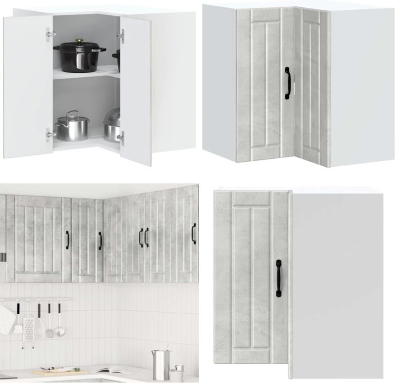 vidaXL Küchen-Eckhängeschrank Lucca Betongrau Holzwerkstoff