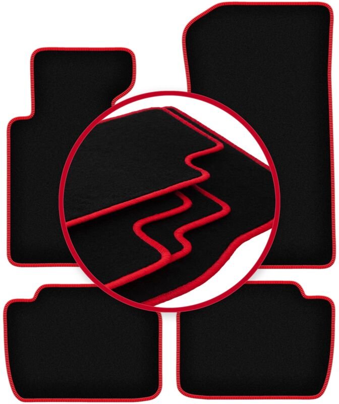 CARLUX-RED Autofußmatten für: BMW 3 E46 Kompakt, Coupé, Limousine, Kombi, Touring (1998-2007)