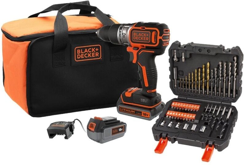Black&decker - black + decker 18V Akku-Schlagbohrmaschine - 2 18V 1x2,5Ah 1x4Ah Akkus - Ladegerät - Tasche - BL188ME2SA-...