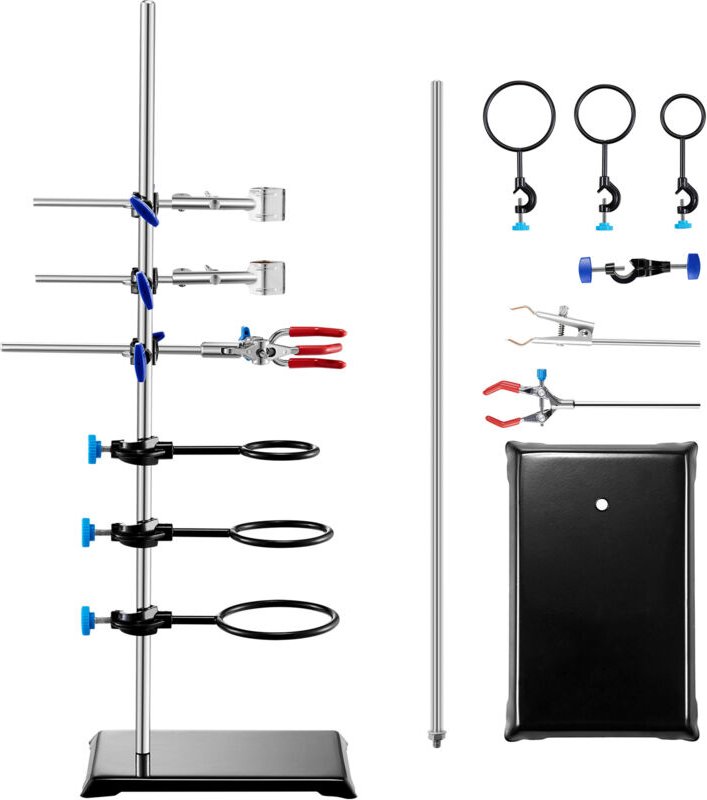 Mophorn Laborständer-Set, Labor-Retortenständer mit 23,6 Edelstahl-Stab und 8,3 x 5,3 Gusseisen-Basis, einschließlich Ko...