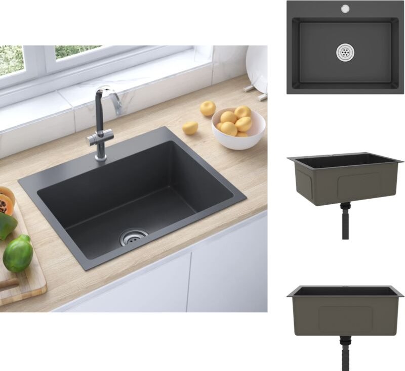 Küchenspülen & Spülbecken - Living Handgemachte Einbauspüle Schwarz Edelstahl - Schwarz