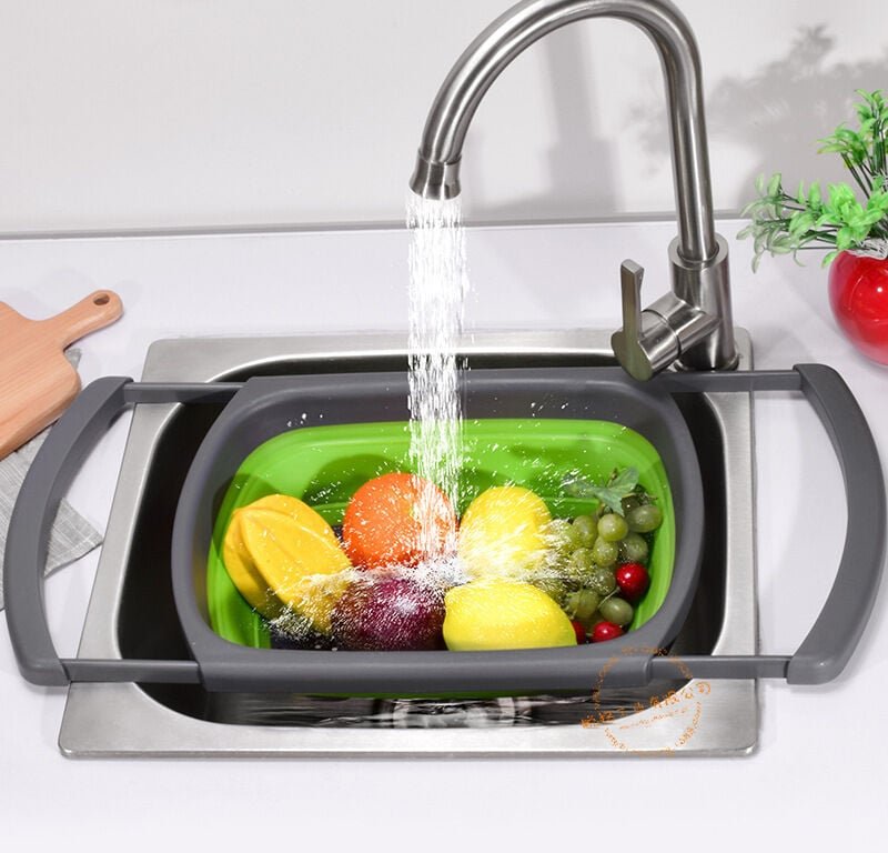 Abtropfkorb für die Spüle, faltbares Spültablett aus Silikon für Obst und Gemüse für den Nudelwaschkorb in der Küche zu ...