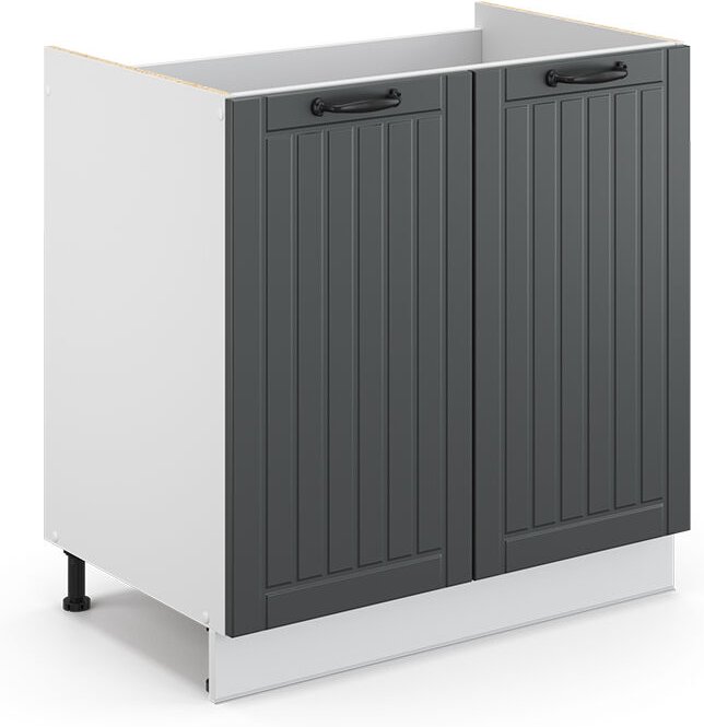 Thumbnail - Vicco - Spülenunterschrank Fame-Line, Anthrazit Landhaus, 80 cm , ap Marmor