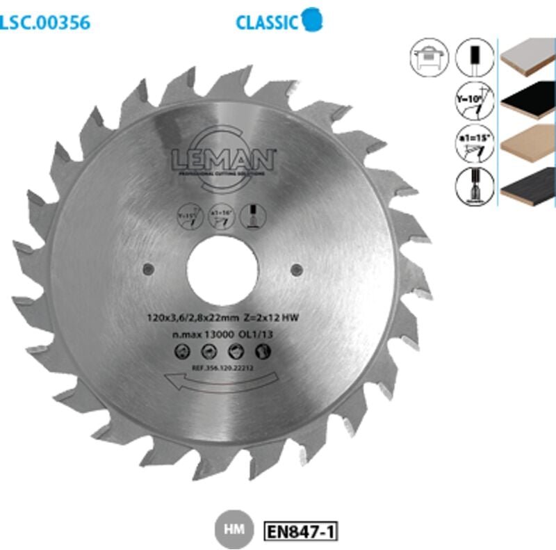 Dehnbarer runder Schneidekopf Classic ø 120 Bohrung 20 Stärke 2,8-3,6/2 x 2,0 Nrn 2x12