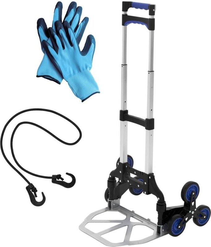 Ecd Germany - Sackkarre klappbar aus Aluminium, Transportkarre faltbar mit 6 Rädern, bis 80 kg, Treppensackkarre mit Tel...