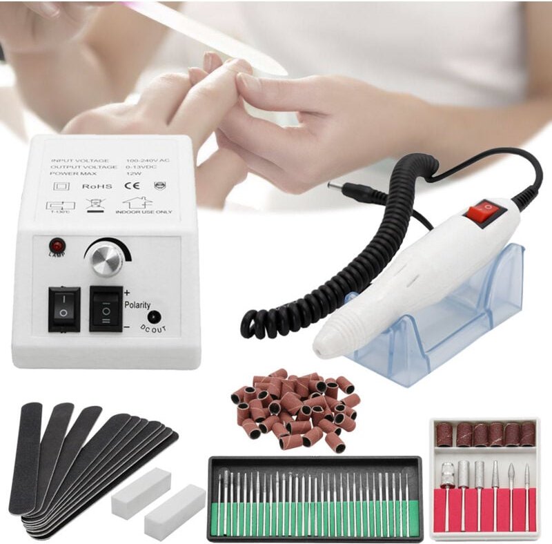 TolleTour Nagelfräser Maniküre Pediküre set Nagel Design Nagelstudio Nail Art Weiß