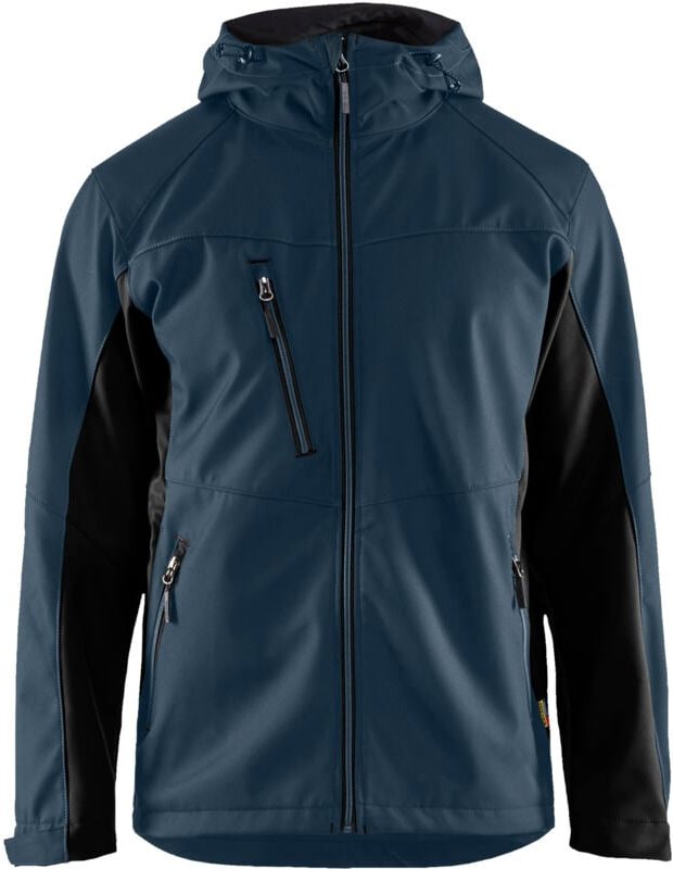 Thumbnail - Arbeits-Softshell-Jacke mit Kapuze 4753 - Dunkelmarine/Schwarz XXXL