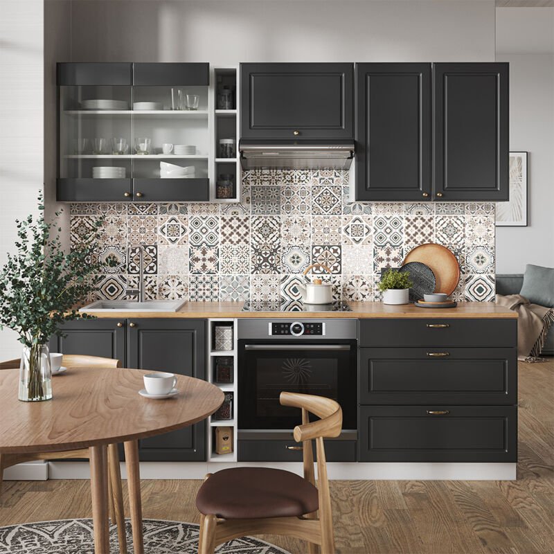 Vicco - Küchenzeile Fame-Line, Anthrazit-Gold/Weiß, 235 cm , ap Anthrazit