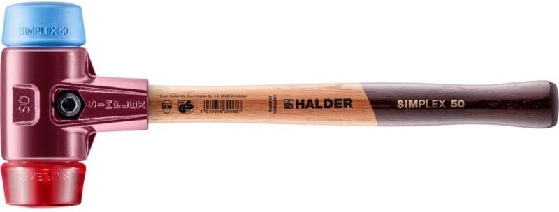 SIMPLEX-Schonhammer, TPE-soft / Plastik mit Tempergussgehäuse und hochwertigem Holzstiel D=50 mm 3016.050