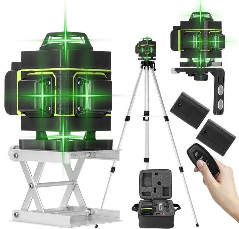 Decdeal 4D 16 Linien Multifunktions-Laserwasserwaage – Selbstnivellierend, 1,2 m lange Verlängerungsstange aus Legierung...