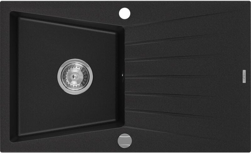 Cesar Granitspüle mit einem Becken und einer Abtropffläche 775 x 470 mm, Schwarz - 6514771010- - Mexen