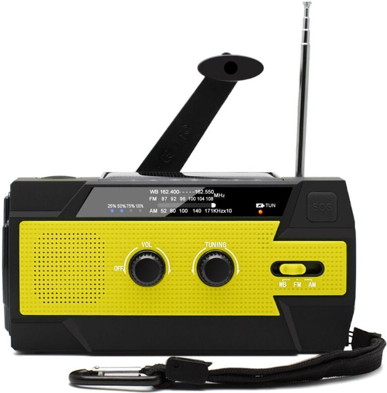 Tragbares Solarradio mit Handkurbel, wiederaufladbares Dynamoradio mit am/fm/wb, eingebautem 4000-mAh-Akku, 4 Modi, LED-...